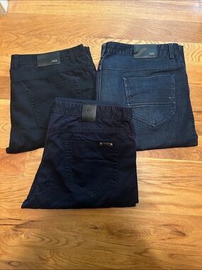 Enzo Tovare Men’s Slim Straight Jeans in Black, Navy, and Dark Blue